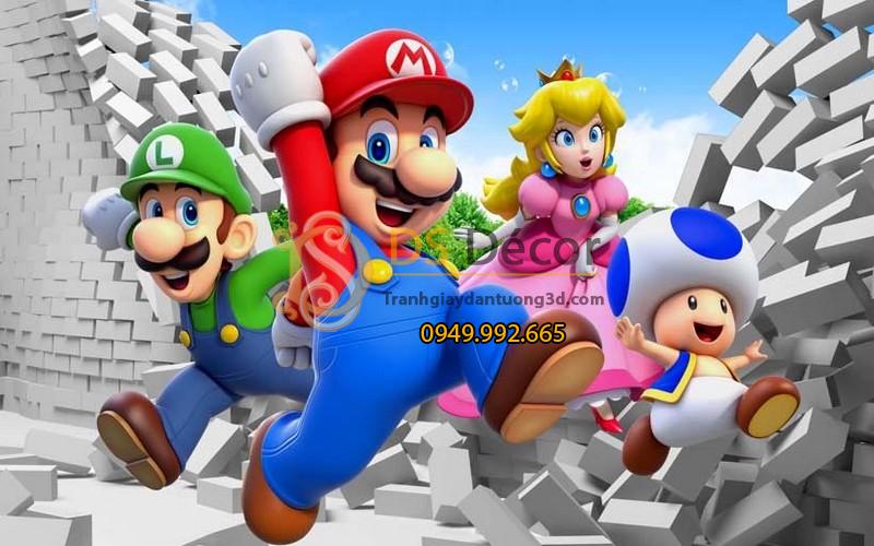 Tranh dán tường hoạt hình mario