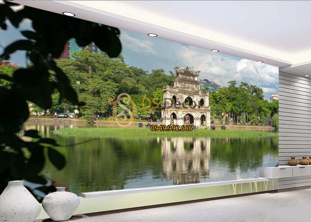 Turtle Tower (Thap Rua) in Hoan Kiem lake (Sword lake, Ho Guom) in Hanoi, Vietnam.